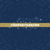 父母生肖与孩子生肖配对表格，父母与子女的生肖相配