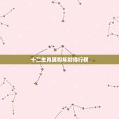 十二生肖属相年龄排行榜，十二生肖年龄对照表