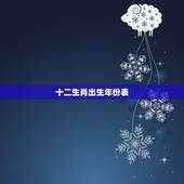 十二生肖出生年份表，十二生肖出生年历表