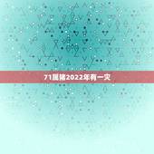 71属猪2022年有一灾 71年属猪何时走大运