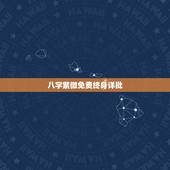 八字紫微免费终身详批，紫薇命盘免费解析