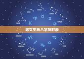 男女生辰八字配对表，男女生辰八字配对，八字合婚