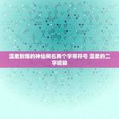 温柔到爆的神仙网名两个字带符号 温柔的二字昵称
