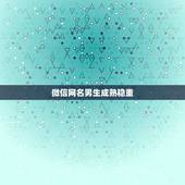 微信网名男生成熟稳重，微信网名男生成熟稳重二字