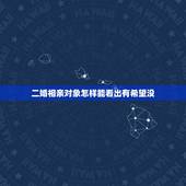 二婚相亲对象怎样能看出有希望没，如果你去相亲，怎样看出来相亲对象对你有