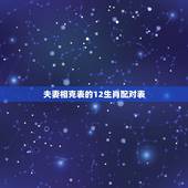 夫妻相克表的12生肖配对表，生肖配对查询表