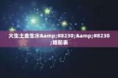 火生土金生水&amp;#8230;&amp;#8230;婚配表，水生木，木生火，火生土，土生金，金生水