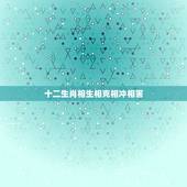 十二生肖相生相克相冲相害，十二生肖相生相克