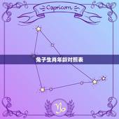兔子生肖年龄对照表，十二生肖年龄对照表