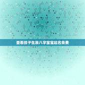 查看孩子生辰八字宝宝起名免费，请高人按生辰八字免费起名