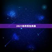 2021年农历生肖表，今年属相2021属相