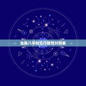 生辰八字和五行属性对照表，问下生辰八字，和五行属性
