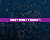 缘来缘去都是放不下的你求歌名，这首歌是谁唱的