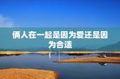 俩人在一起是因为爱还是因为合适，如果两个人因为合适而不是因为爱情 那么
