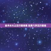 金木水火土五行查询表 生辰八字五行查询