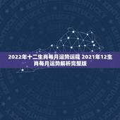 2022年十二生肖每月运势运程 2021年12生肖每月运势解析完整版