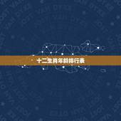 十二生肖年龄排行表，年龄十二生肖配对表查询