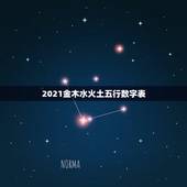 2021金木水火土五行数字表，2017年金木水火土五行号