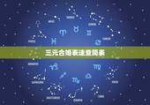 三元合婚表速查简表，三合婚男五女三，啥婚，三元合婚表没有