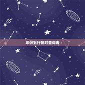 年份五行配对查询表，五行年份对照表查询表