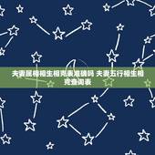 夫妻属相相生相克表准确吗 夫妻五行相生相克查询表