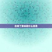 合婚了意味着什么意思，指迷算命合婚是什么意思啊？