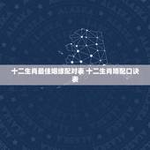 十二生肖最佳姻缘配对表 十二生肖婚配口诀表