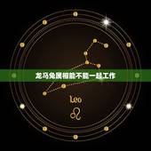 龙马兔属相能不能一起工作，生肖龙马是否相配