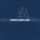 生肖配对三会是什么意思，生肖配对表