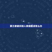 第三者破坏别人家庭我该怎么办，第三者破坏别人家庭怎么道歉