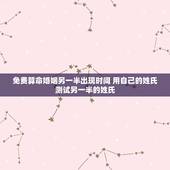 免费算命婚姻另一半出现时间 用自己的姓氏测试另一半的姓氏