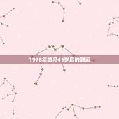 1978年的马45岁后的财运，1978年属马人女 运势