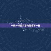 一模一样的八字为何命不一样，为什么双胞胎的八字相同，命运却不同？