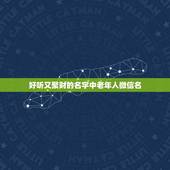 好听又聚财的名字中老年人微信名，适合老年人的微信名字
