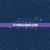 1978年生大运是什么时候，八字算命78年出生的人运气