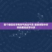 取个微信名字有财气和运气年 楚辞诗经中好听的男孩名字分享
