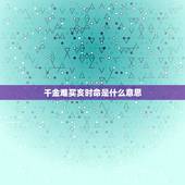 千金难买亥时命是什么意思，千金难买子时命