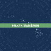 农历九月22日生肖运势排行，属相与命运