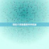 四柱八字排盘软件手机版，四柱八字排盘，求高人详解，越详细越好