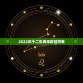 2022年十二生肖年龄对照表，十二生肖对应的年龄