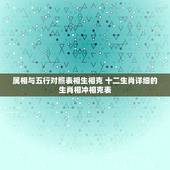 属相与五行对照表相生相克 十二生肖详细的生肖相冲相克表