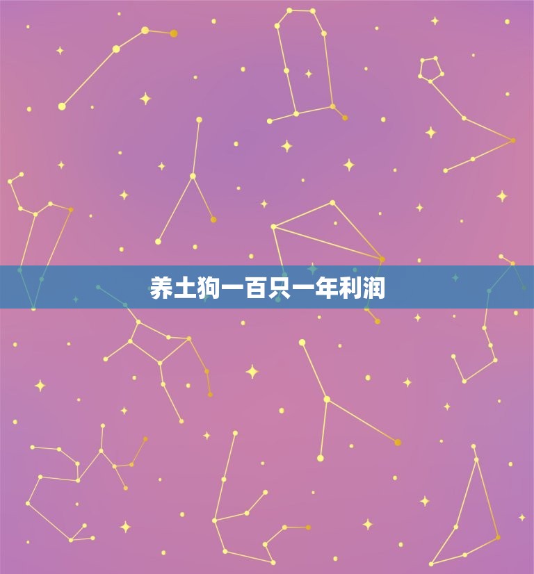 养土狗一百只一年利润(如何高额回报)  第3张
