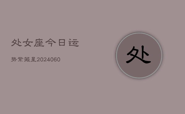 处女座今日运势紫薇星(20240608)  第1张