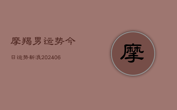 摩羯男运势今日运势新浪(20240613)